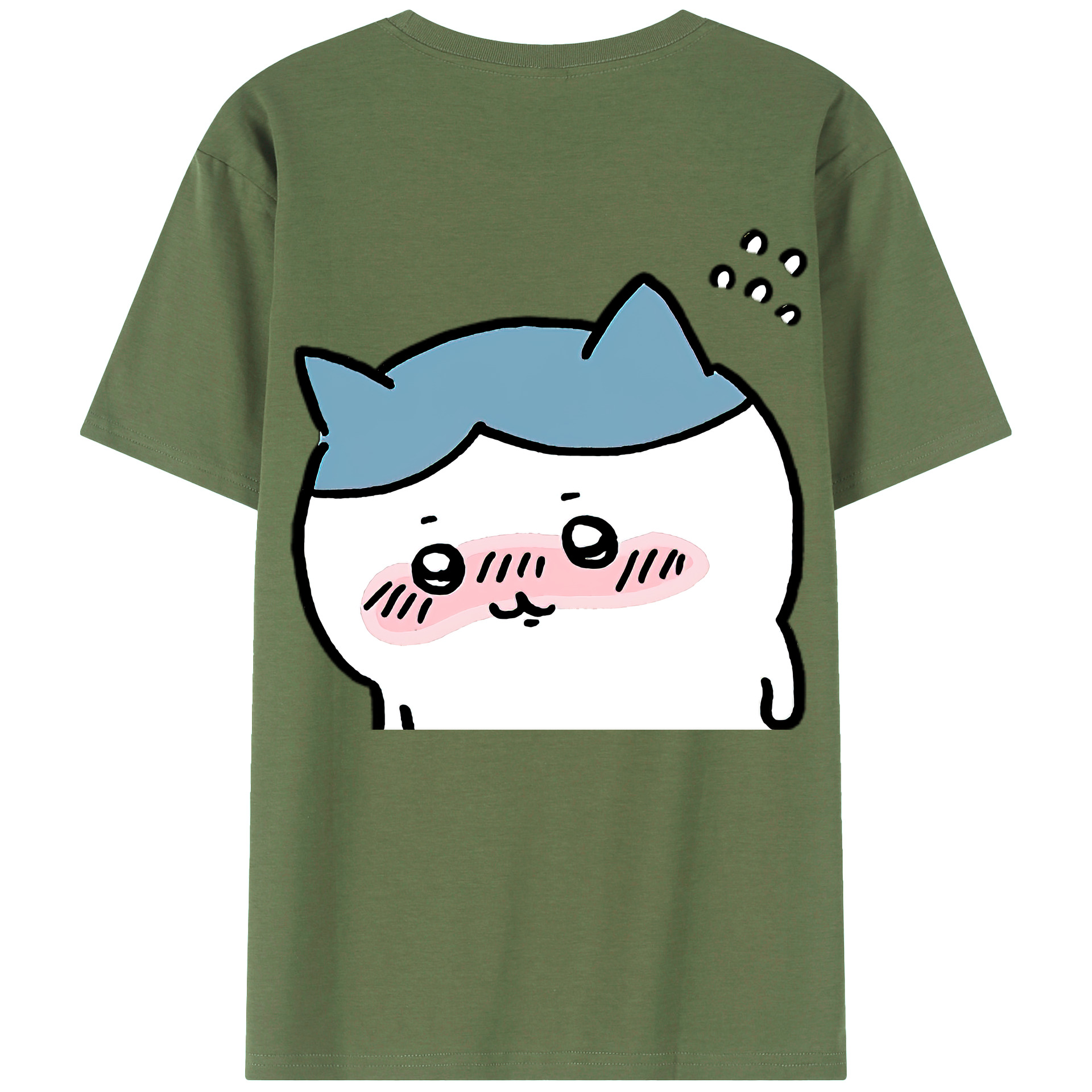 （画像用） ちいかわ ハチワレ Chii-kawa hachiware 綿100％ メンズ半袖Tシャツ（バックプリント） 通気性